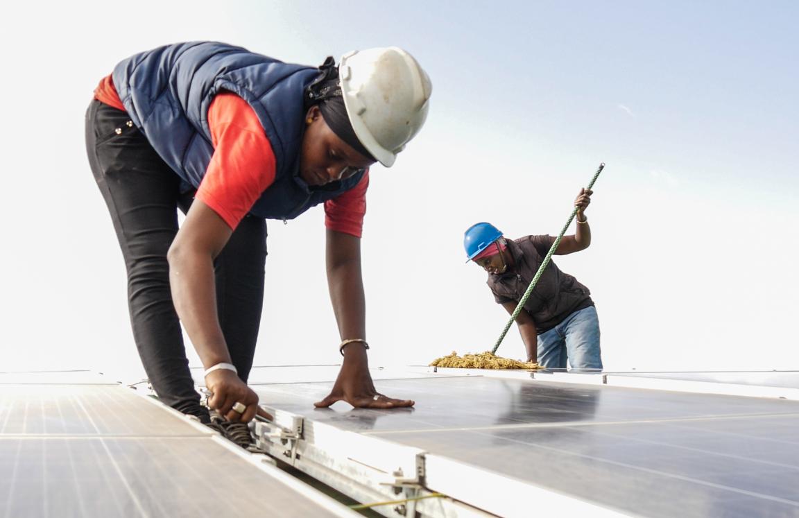 Girls trained by ActionAid on solar installation