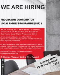 VACANCY- LRP8 coordinator